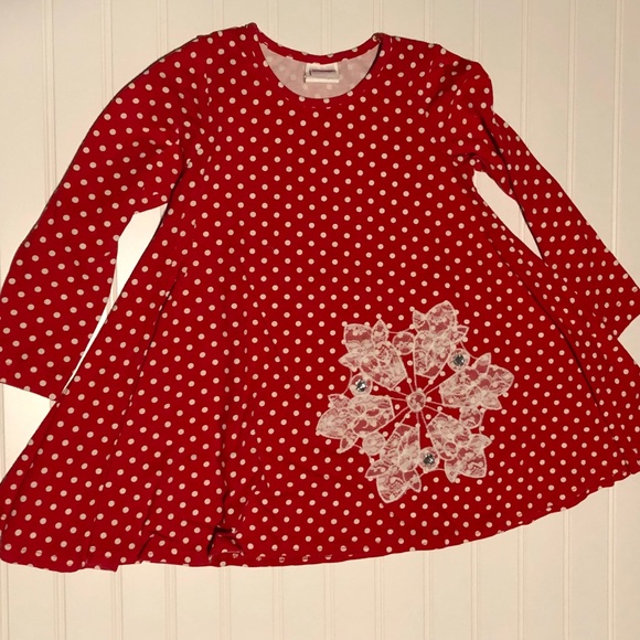 Mallory May girls red snowflake dress size 5 - Picture 1 of 6
